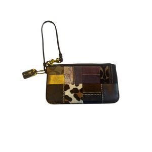 Coach wristlet purple gold patch mixed print - EUC